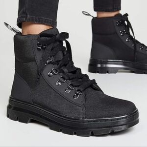 Dr. Martens Combs W Ajax Extra-Tough Poly Black Lace-Up Boots Women's Size 8 NWT